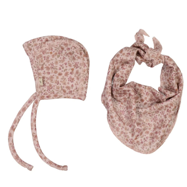 Wool Scarf & Cap Powder Flowers