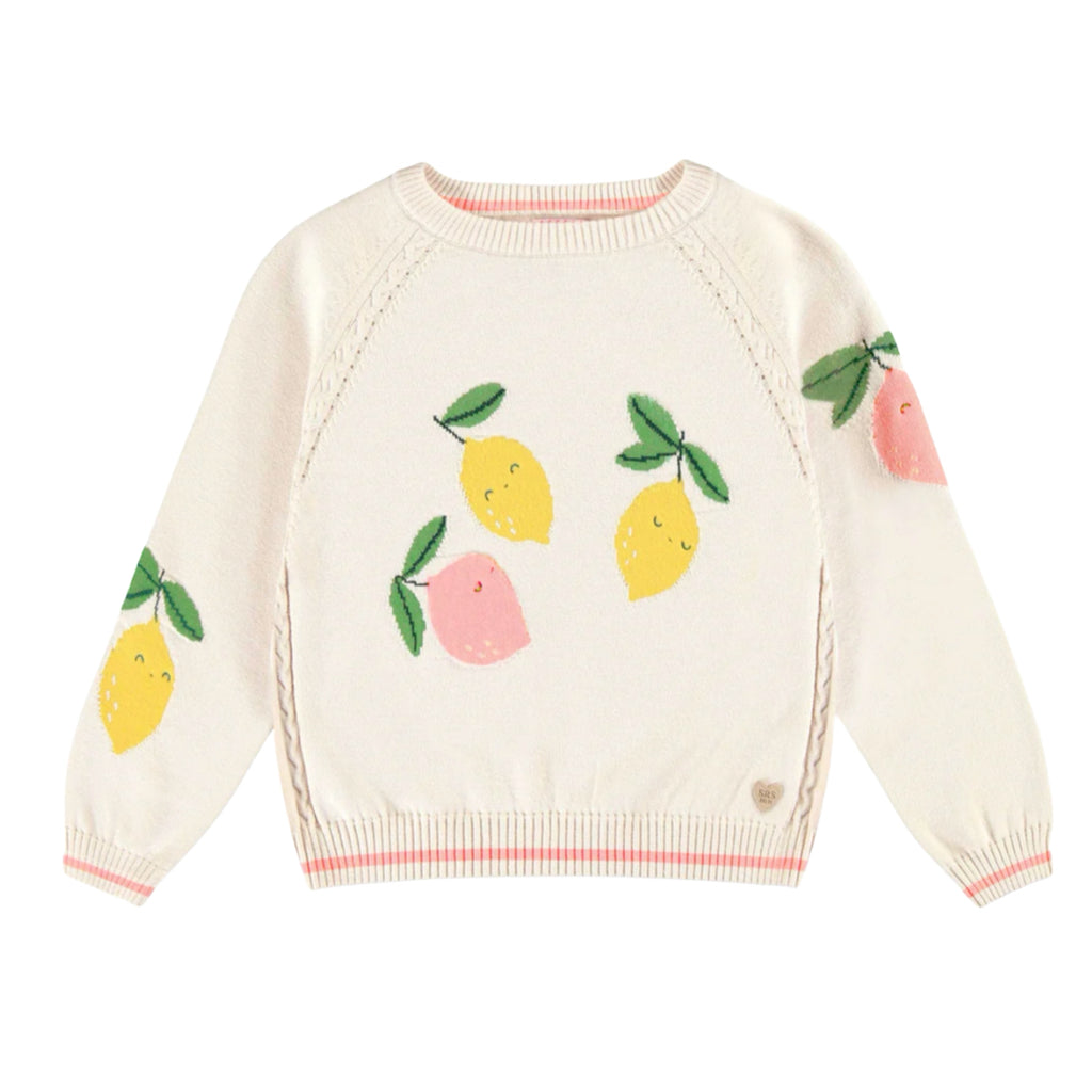 Cream Knit Sweater w/Lemon Motif