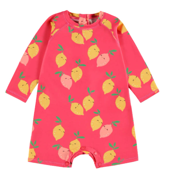 Pink & Yellow Lemon Sunsuit Swimwear