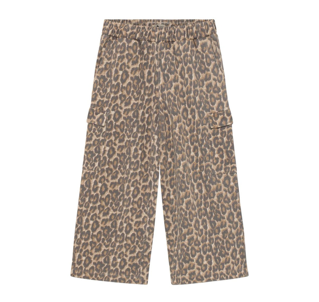 Wide Cargo Pants- Leopard Print