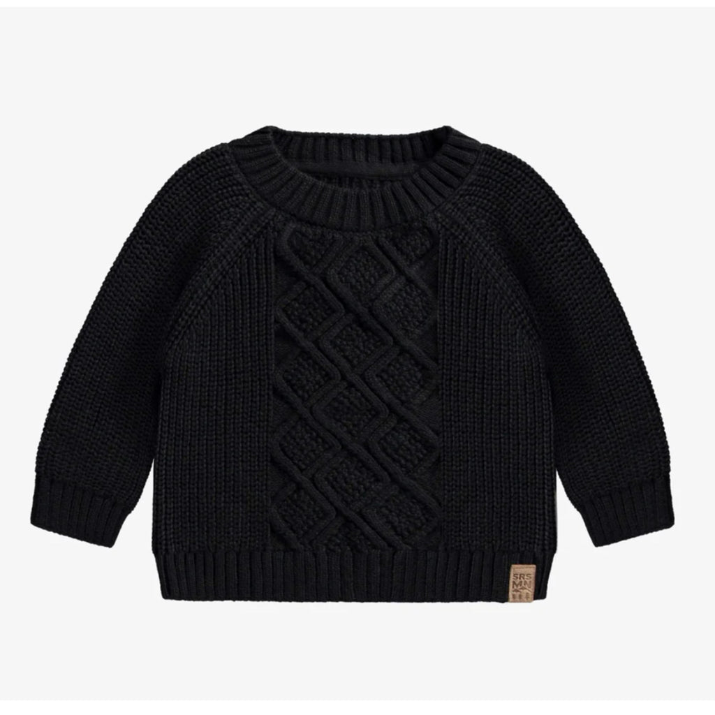 Black Knit Cableknit cotton sweater