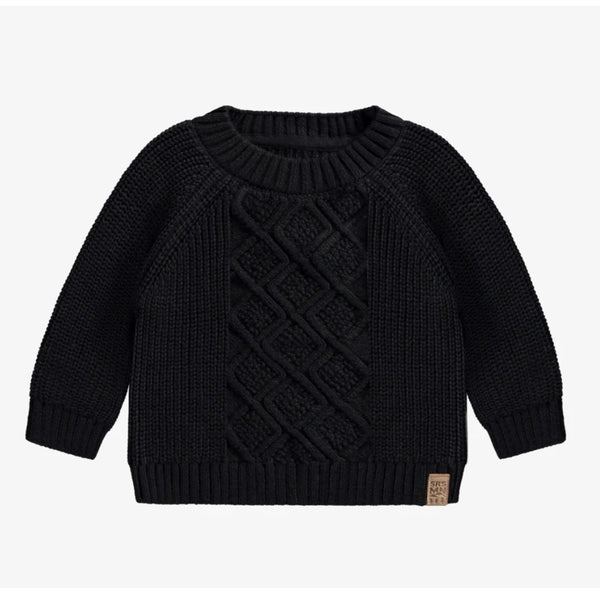 Black Knit Cableknit cotton sweater