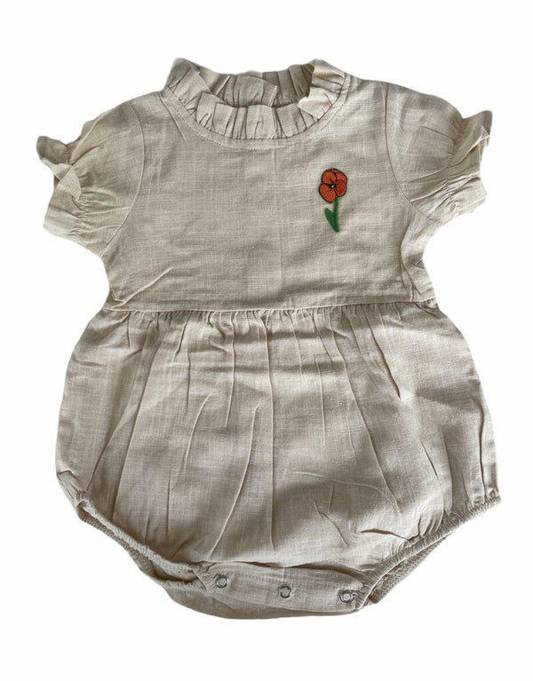 Linen Floral Onesie - 6-9m