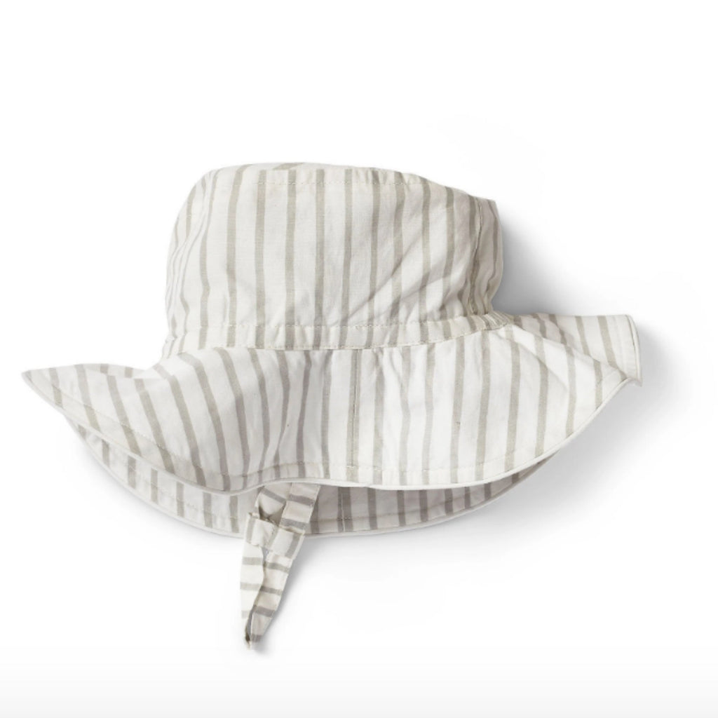 Pebble Grey Stripe Bucket Hat | 0-6m