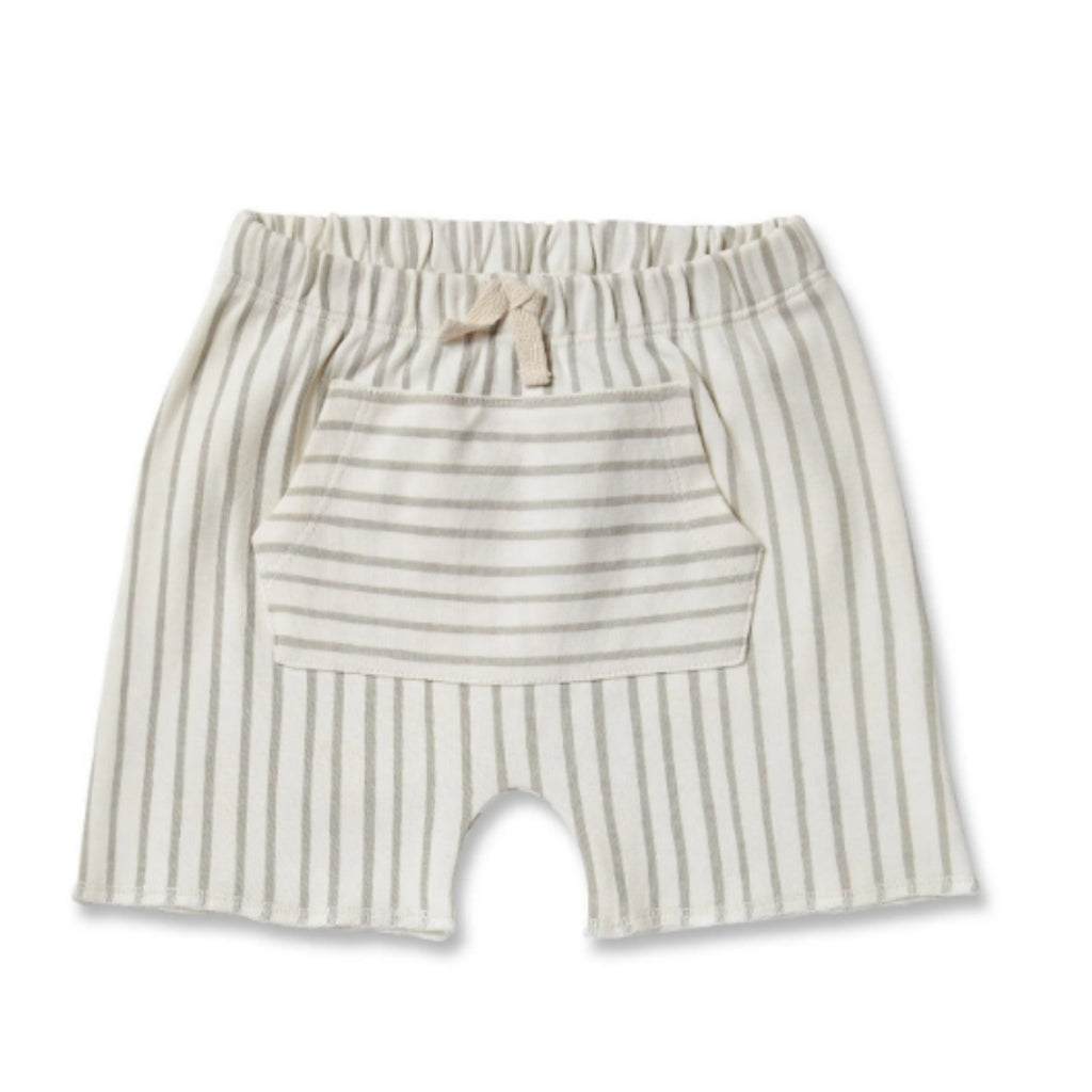 Pebble Grey Stripe Shorts | 6-12
